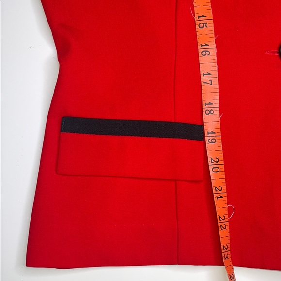 Danny & Nicole Vintage Red & Black Trim 3 Buttoned Cinched Long Sleeve Blazer 8 - Picture 9 of 10